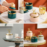 cute nordic ashtray with lid cool ceramic outdoor ash tray gold deer elk smokeless luxury covered lidded windproof green pink white