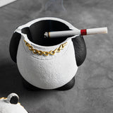 cute panda ashtray with lid cool cement animal ash tray covered windproof smokeless animal