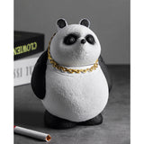 cute panda ashtray with lid cool cement animal ash tray covered windproof smokeless animal