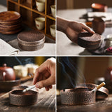 outdoor hammered copper ashtray with lid cool cute vintage ash tray round covered lidded smokeless windproof