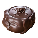 happy pig ashtray with lid ceramic smokeless ash tray