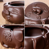happy pig ashtray with lid ceramic smokeless ash tray
