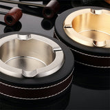 outdoor ashtray cigar cigarette for him metal ash tray zinc alloy large heavy leather windproof smokeless modern vintage gold silver
