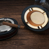 outdoor ashtray cigar cigarette for him metal ash tray zinc alloy large heavy leather windproof smokeless modern vintage gold silver