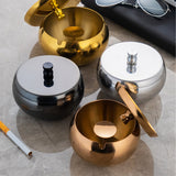stainless steel round covered ashtray with lid windproof