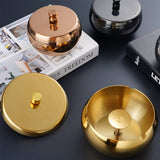 stainless steel round covered ashtray with lid windproof