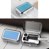 Mini Ashtray Fits in Pocket Metal Stainless Steel Portable Covered Smokeless blue