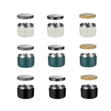 Nine Nordic outdoor ashtray variants with green, white, and black bodies plus gray, black, and bamboo lids