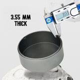 Outdoor ashtray with rotatable lid showing thick wall stainless steel construction