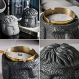 outdoor ashtray with lid cement gentleman ash tray black gray