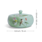 outdoor ashtray with lid ceramic ash tray smokeless windproof green chinese painting handmade