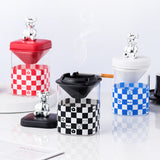 outdoor ashtray with lid cute cool covered glass ash tray silver bear melamine windproof covered lidded smokeless handmade modern contemporary home decor chess funnel