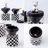 outdoor ashtray with lid cute cool covered glass ash tray silver bear melamine windproof covered lidded smokeless handmade modern contemporary home decor chess funnel