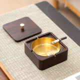outdoor ashtray with lid cute cool rustic wood wooden ash tray covered windproof lidded smokeless square dark home decor elegant tray contemporary modern