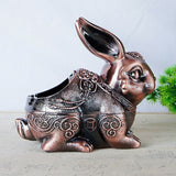 vintage outdoor ashtray with lid metal ash tray alloy cute rabbit bunny animal