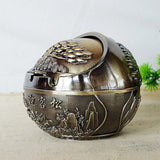Outdoor Covered Ashtray Fortune Pine Trees Antique Green