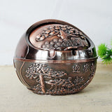 Outdoor Covered Ashtray Fortune Pine Trees Antique Bronze