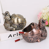 vintage outdoor ashtray with lid metal ash tray smokeless elephant zinc alloy