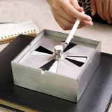 windproof ashtray with lid stainless steel cigarette ashtray in use