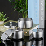 outdoor ashtray with lid cool cute metal ash tray covered smokeless lidded windproof stainless steel silver black gold rose retro vintage minimalist elegant