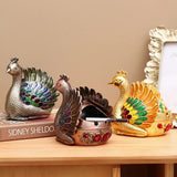 outdoor ashtray with lid for patio metal zinc alloy ash tray beautiful peacock smokeless covered lidded decorative handmade home decor vintage gold