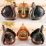 outdoor ashtray with lid for patio metal zinc alloy ash tray beautiful peacock smokeless covered lidded decorative handmade home decor vintage gold