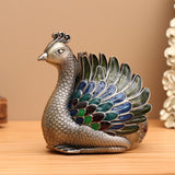 outdoor ashtray with lid for patio metal zinc alloy ash tray beautiful peacock smokeless covered lidded decorative handmade home decor vintage gold