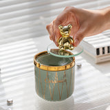 outdoor ashtray with lid nordic cool fancy ceramic ash tray cute bear modern windproof smokeless covered lidded handmade home decor