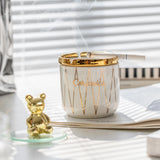 outdoor ashtray with lid nordic cool fancy ceramic ash tray cute bear modern windproof smokeless covered lidded handmade home decor