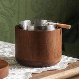 outdoor ashtray with lid wooden covered ash tray smokeless rustic windproof metal tray