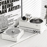 outdoor ashtray with lid elegant cute cool resin ash tray silver bear windproof covered lidded smokeless handmade eco-friendly white pure home decor decorative