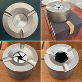 Outdoor Ashtray with Rotatable Lid Sturdy Stainless Steel Ash Tray Smokeless Car