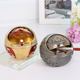 vintage outdoor ashtray with lid cool cute metal ash tray covered lidded windproof smokeless handmade decorative home decor pine bamboo