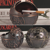 vintage outdoor ashtray with lid cool cute metal ash tray covered lidded windproof smokeless handmade decorative home decor pine bamboo