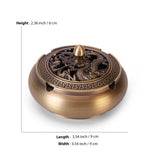 Palm-sized copper ashtray size guide with dimensions on white background