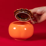 Persimmon Ashtray with Lid Ceramic Cute Cool Ash Tray Smokeless Covered Lidded Windproof Handmade