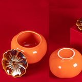 Persimmon Ashtray with Lid Ceramic Cute Cool Ash Tray Smokeless Covered Lidded Windproof Handmade