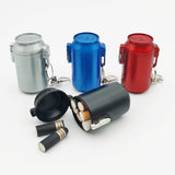 Red blue silver and black metal pocket ashtrays with keychains, portable lidded mini ashtray for cigarettes