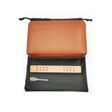 Tan leather cigar humidor case opened flat
