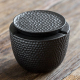 retro cup ashtray with lid cute cool ceramic ash tray smokeless lidded covered hammered surface vintage windproof