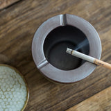 retro cup ashtray with lid cute cool ceramic ash tray smokeless lidded covered hammered surface vintage windproof