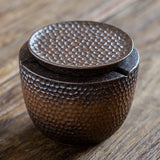 retro cup ashtray with lid cute cool ceramic ash tray smokeless lidded covered hammered surface vintage windproof