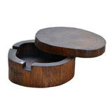 rustic wooden outdoor ashtray with lid cool ash tray covered lidded windproof wood