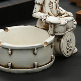 Close-up of drum-style ashtray bowl on skull drummer ashtray