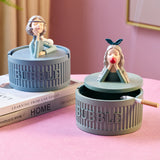 Cute girl figurine covered ashtray in daydream and bubblegum styles