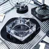 square crystal glass ashtray hammered surface large outdoor ash tray gray transparent