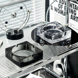 square crystal glass ashtray hammered surface large outdoor ash tray gray transparent